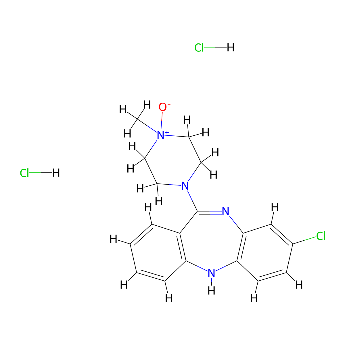 Clozapine N-oxide dihydrochloride molecular structure, CAS 2250025-93-3