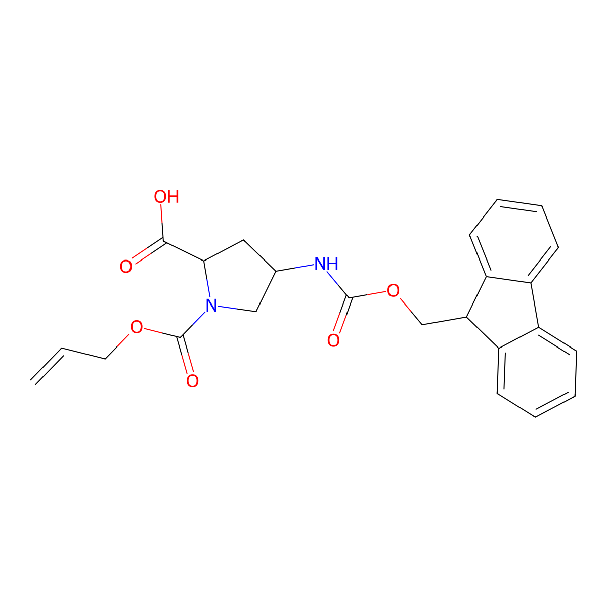 (4R)-4-(Fmoc-amino)-1-allyloxycarbonyl-L-proline molecular structure, CAS 2250027-06-4
