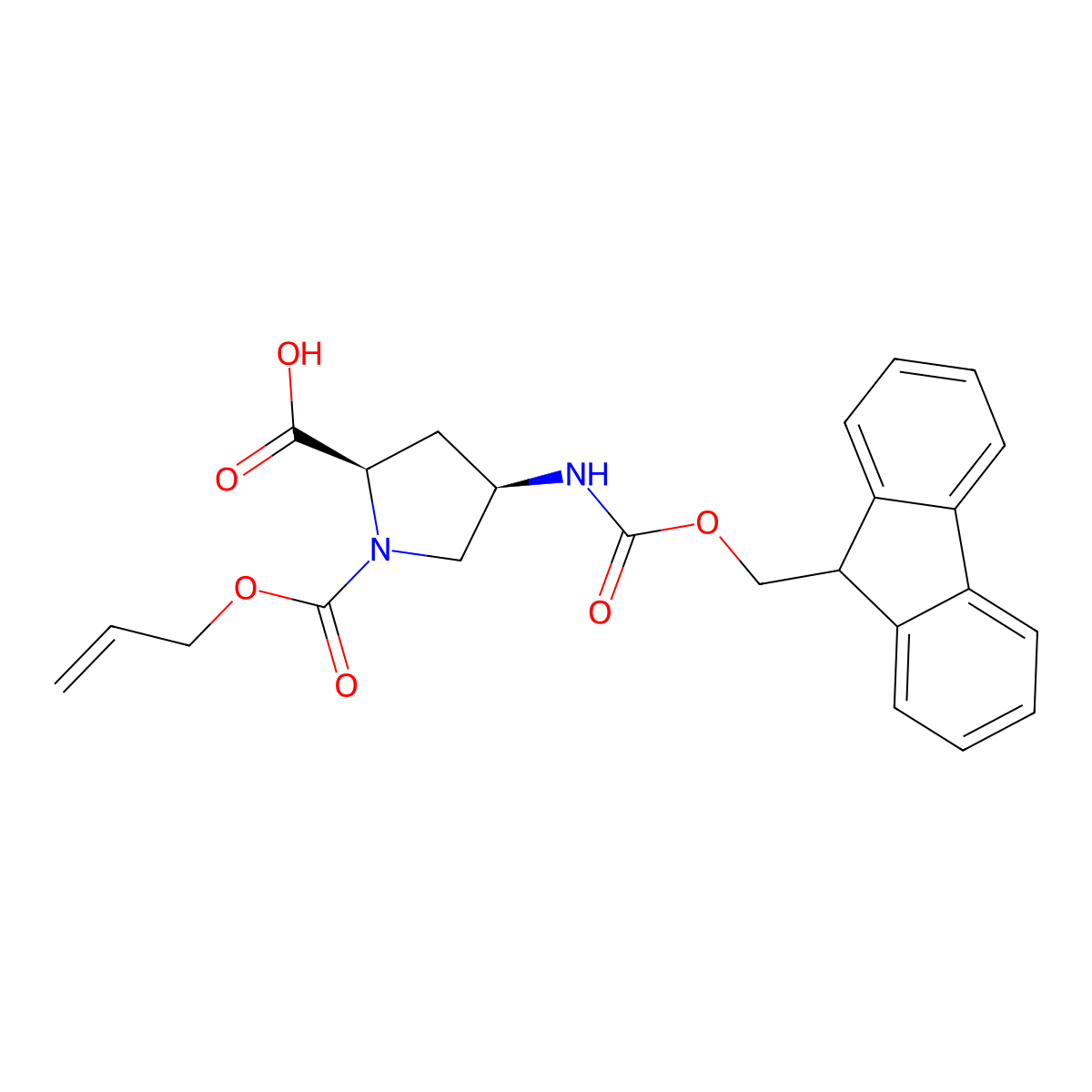 (4R)-4-(Fmoc-amino)-1-allyloxycarbonyl-D-proline molecular structure, CAS 2250030-06-7
