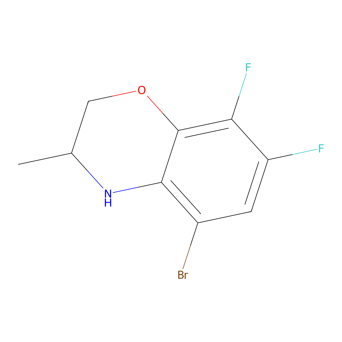 (S)-5-Bromo-7,8-difluoro-3-methyl-3,4-dihydro-2H-benzo[b][1,4]oxazine molecular structure, CAS 2250039-90-6