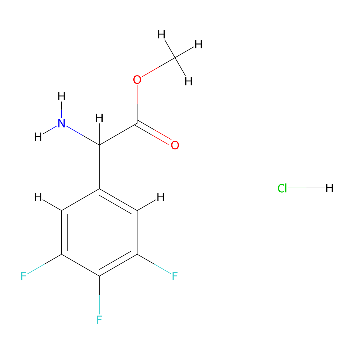 Methyl 2-amino-2-(3,4,5-trifluorophenyl)acetate hydrochloride molecular structure, CAS 2250054-23-8