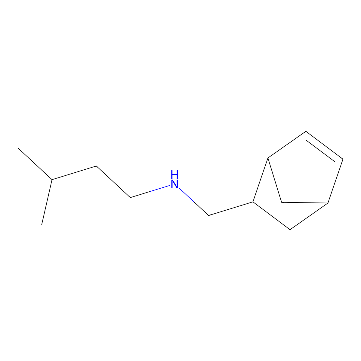 ({Bicyclo[2.2.1]hept-5-en-2-yl}methyl)(3-methylbutyl)amine molecular structure, CAS 22501-50-4