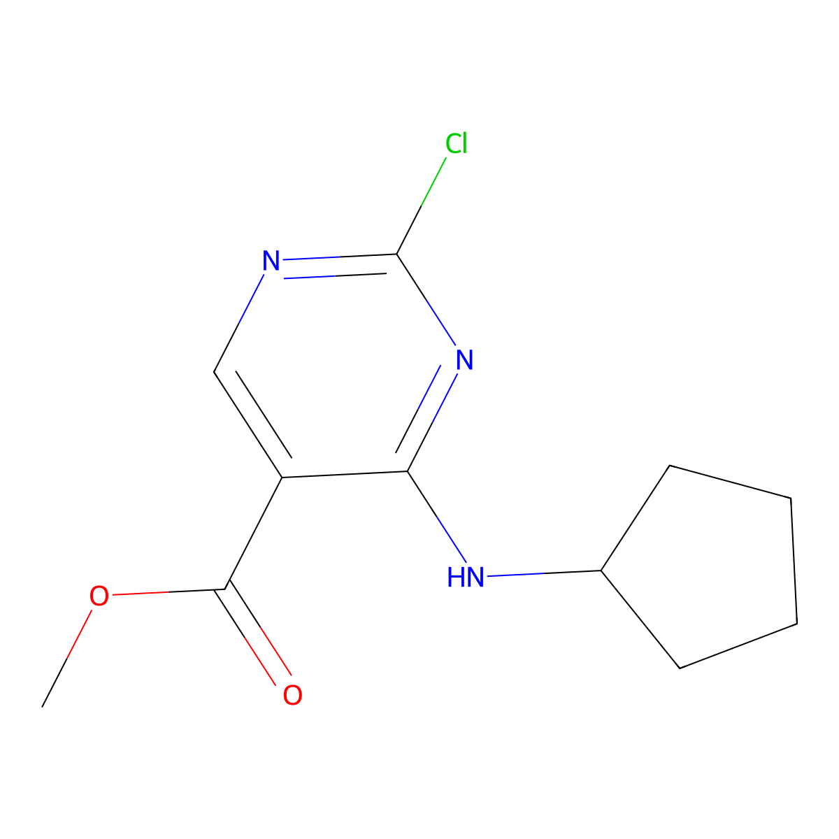 Methyl 2-chloro-4-(cyclopentylamino)pyrimidine-5-carboxylate molecular structure, CAS 2250106-67-1