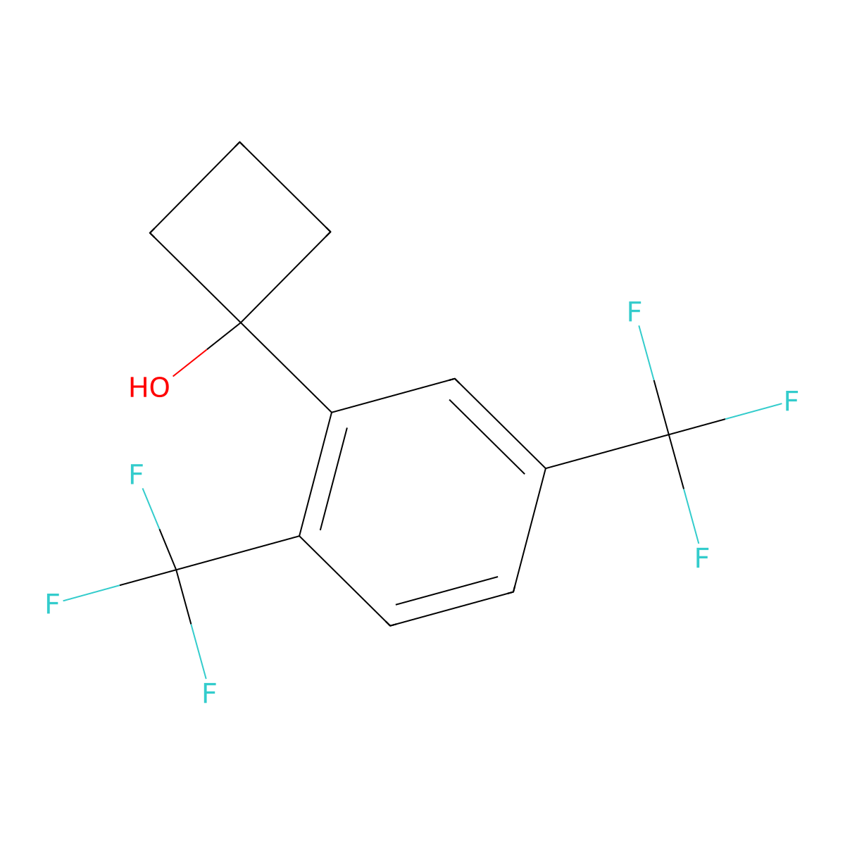1-(2,5-Bis(trifluoromethyl)phenyl)cyclobutanol molecular structure, CAS 2250110-80-4