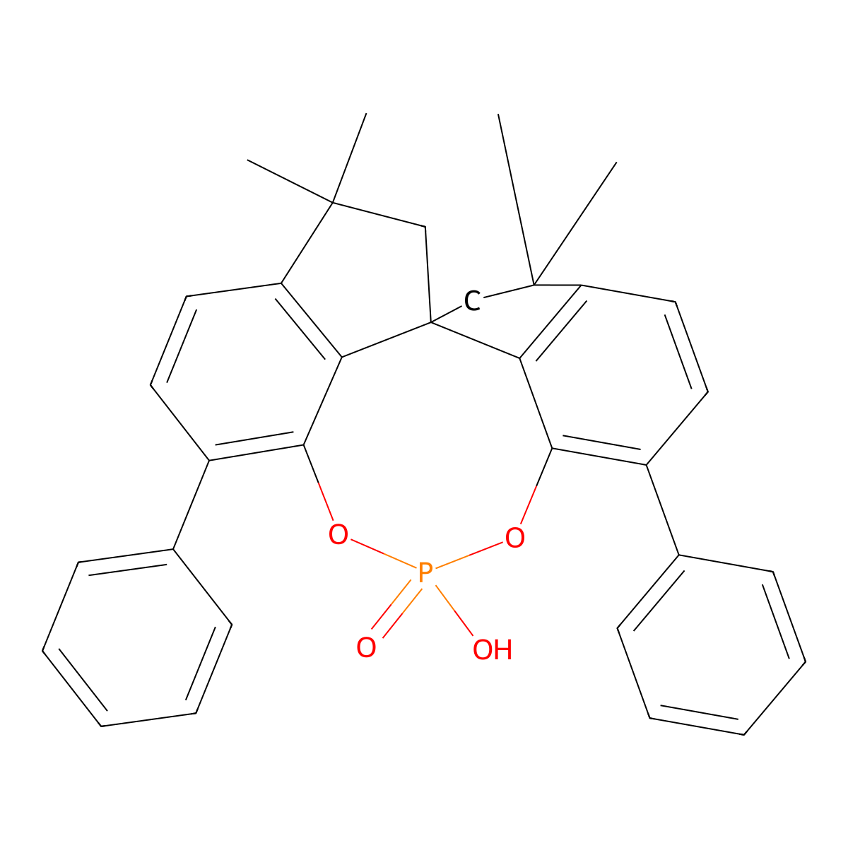(11AR)-12-hydroxy-4,4,7,7-tetramethyl-1,10-diphenyl-4,5,6,7-tetrahydrodiindeno[7,1-de:1',7'-fg][1,3,2]dioxaphosphocine 12-oxide molecular structure, CAS 2250168-03-5