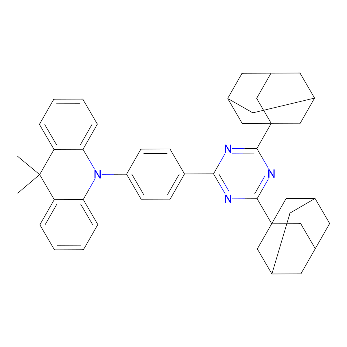 10-[4-[4,6-Di(adamantan-1-yl)-1,3,5-triazin-2-yl]phenyl]-9,9-dimethyl-9,10-dihydroacridine (purified by sublimation) molecular structure, CAS 2250187-15-4