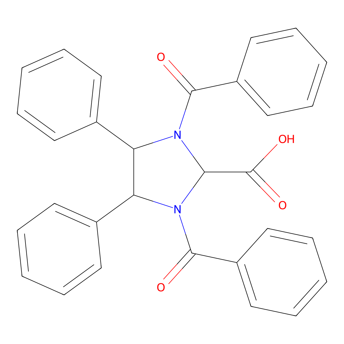 (4S,5S)-1,3-Dibenzoyl-4,5-diphenylimidazolidine-2-carboxylic acid molecular structure, CAS 2250216-09-0