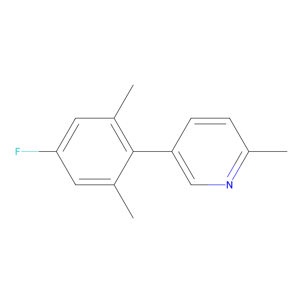 Pyridine, 5-(4-fluoro-2,6-dimethylphenyl)-2-methyl- molecular structure, CAS 2250217-19-5