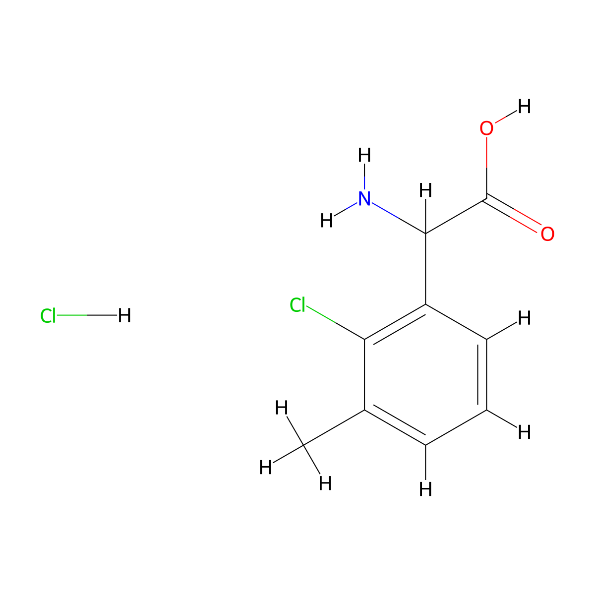 2-Amino-2-(2-chloro-3-methylphenyl)acetic acid hcl molecular structure, CAS 2250241-61-1