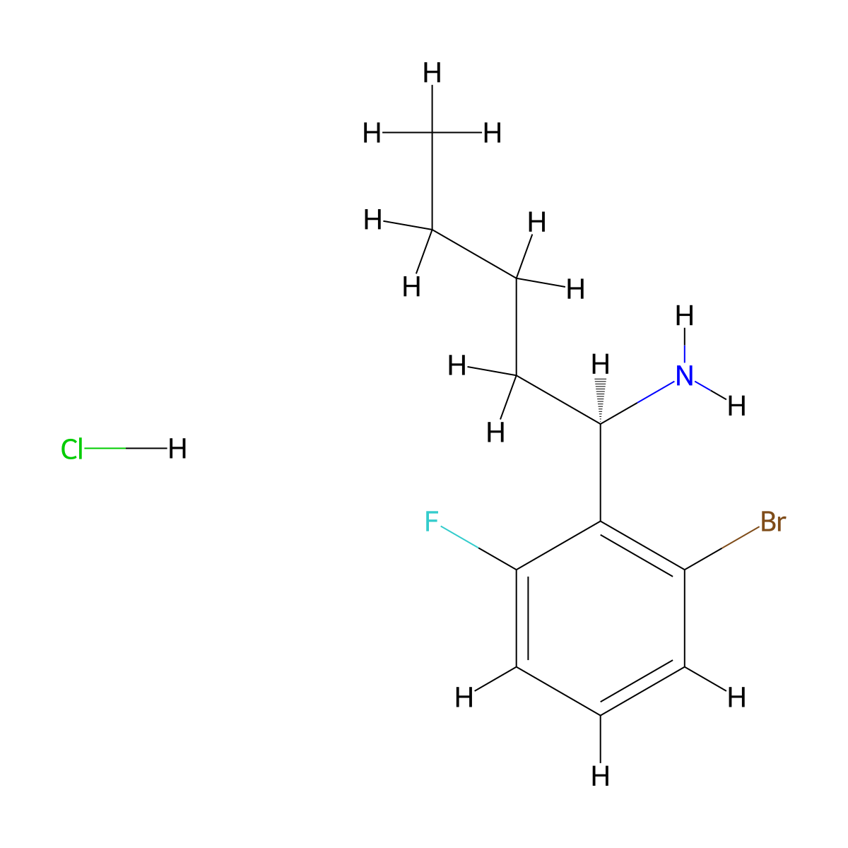 (R)-1-(2-Bromo-6-fluorophenyl)pentan-1-amine hcl molecular structure, CAS 2250241-64-4