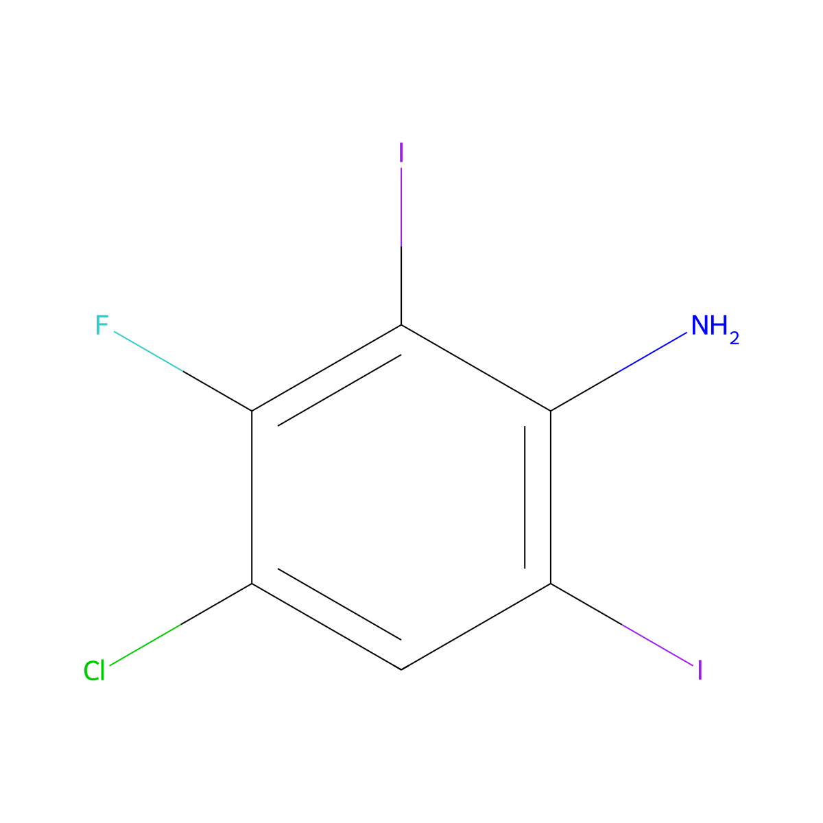 4-Chloro-3-fluoro-2,6-diiodobenzenamine molecular structure, CAS 2250241-66-6