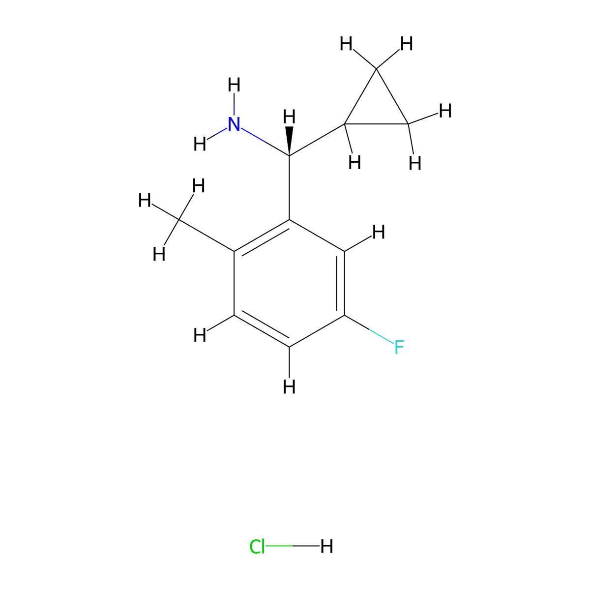 (R)-Cyclopropyl(5-fluoro-2-methylphenyl)methanamine hcl molecular structure, CAS 2250241-74-6