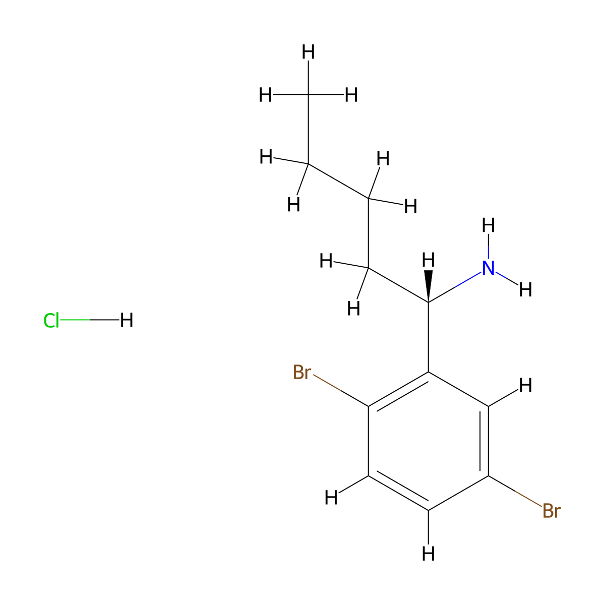 (S)-1-(2,5-Dibromophenyl)pentan-1-amine hcl molecular structure, CAS 2250241-79-1