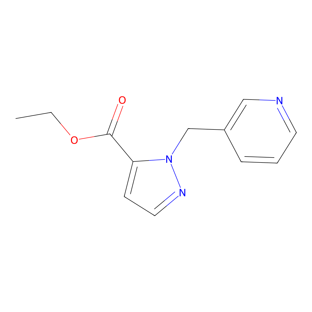 Ethyl 2-(3-pyridylmethyl)pyrazole-3-carboxylate molecular structure, CAS 2250241-82-6