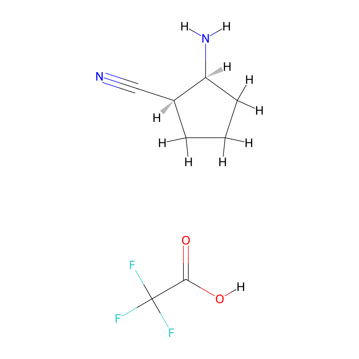 Cis-2-aminocyclopentane-1-carbonitrile trifluoroacetate molecular structure, CAS 2250241-85-9
