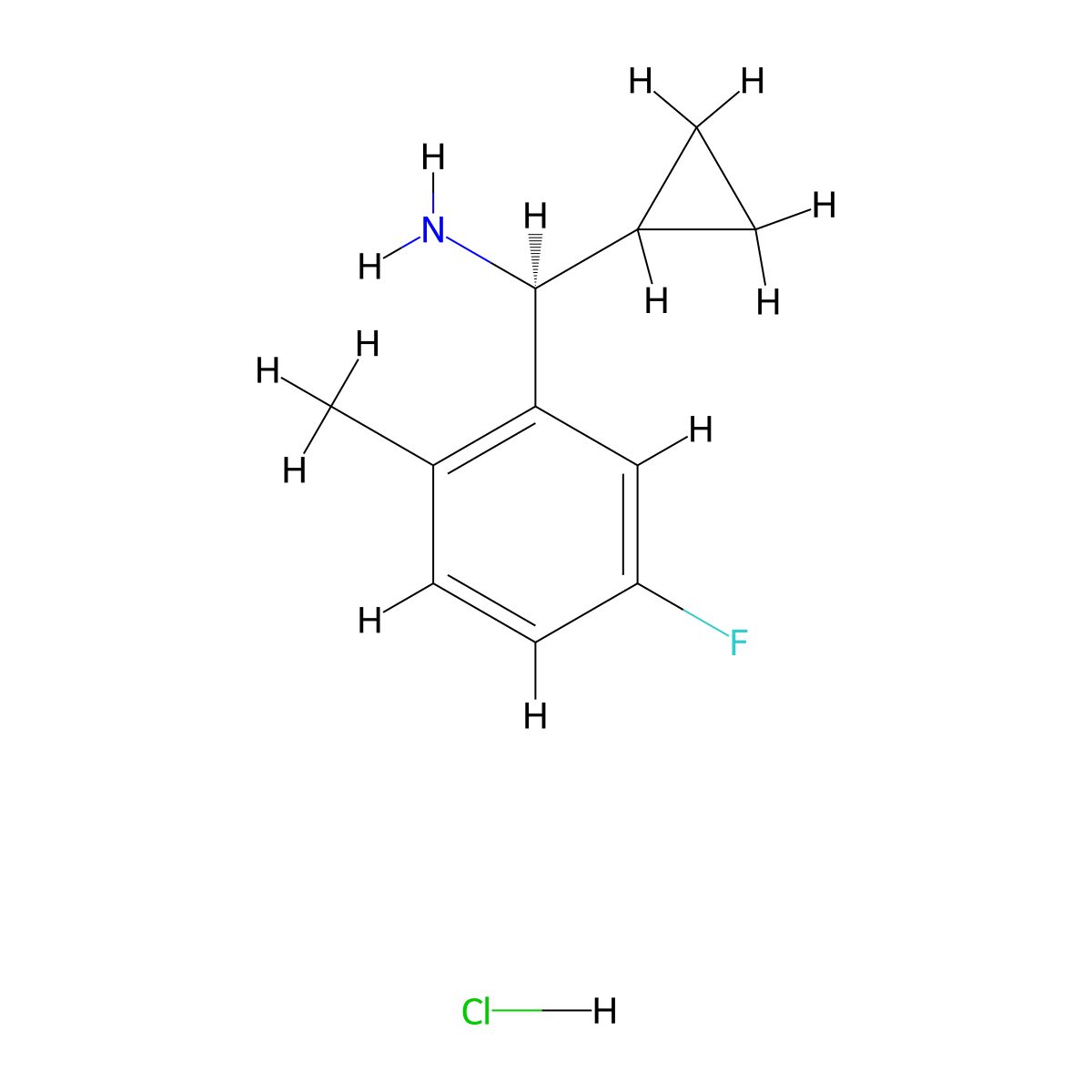 (S)-cyclopropyl-(5-fluoro-2-methylphenyl)methanamine;hydrochloride molecular structure, CAS 2250241-88-2