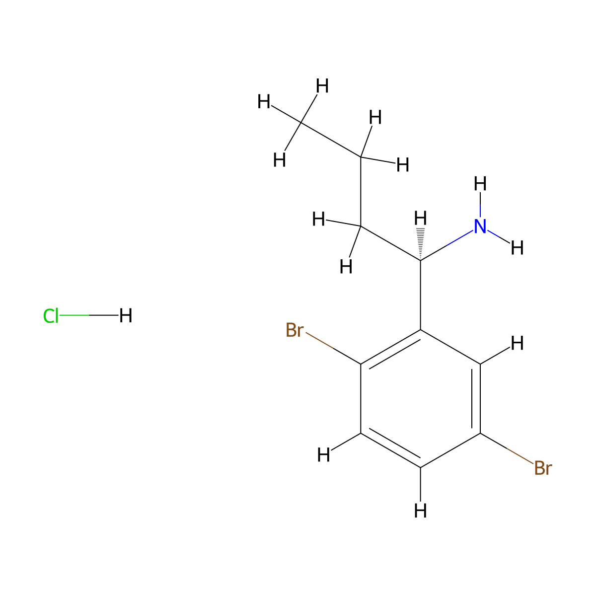 (R)-1-(2,5-Dibromophenyl)butan-1-amine hcl molecular structure, CAS 2250241-90-6