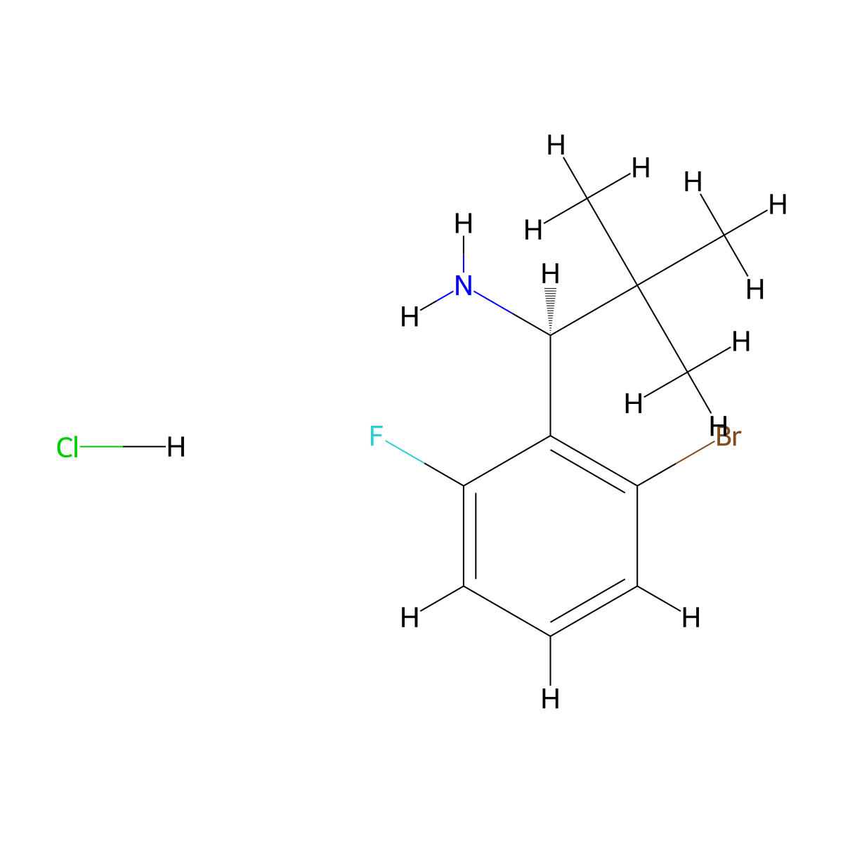 (S)-1-(2-Bromo-6-fluorophenyl)-2,2-dimethylpropan-1-amine hcl molecular structure, CAS 2250241-92-8