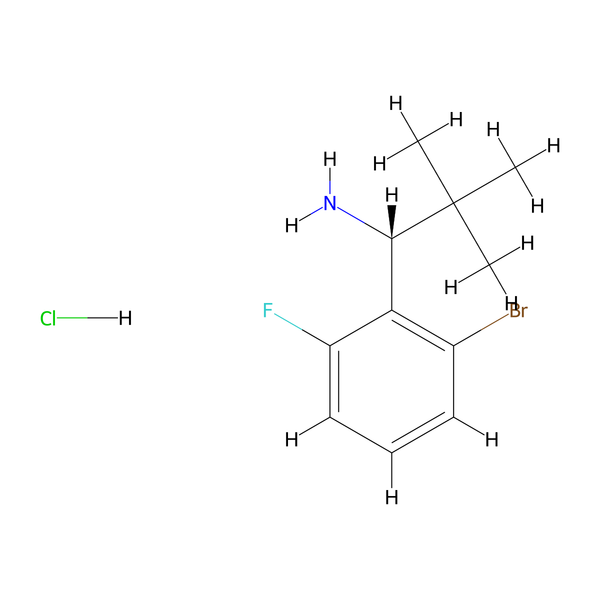 (R)-1-(2-Bromo-6-fluorophenyl)-2,2-dimethylpropan-1-amine hcl molecular structure, CAS 2250241-95-1