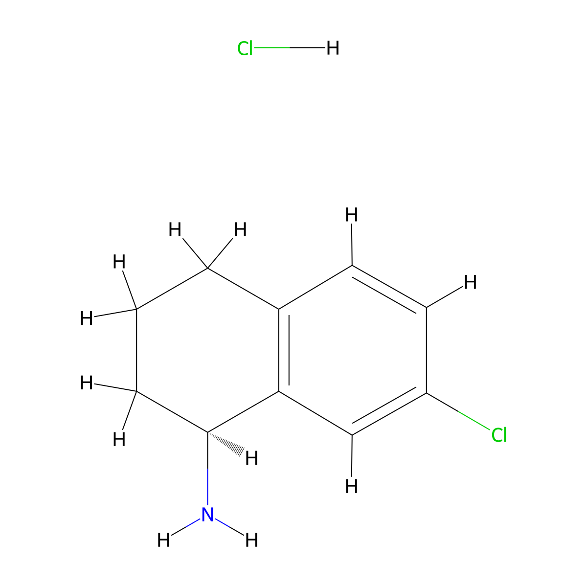 (S)-7-Chloro-1,2,3,4-tetrahydronaphthalen-1-amine hydrochloride molecular structure, CAS 2250241-96-2