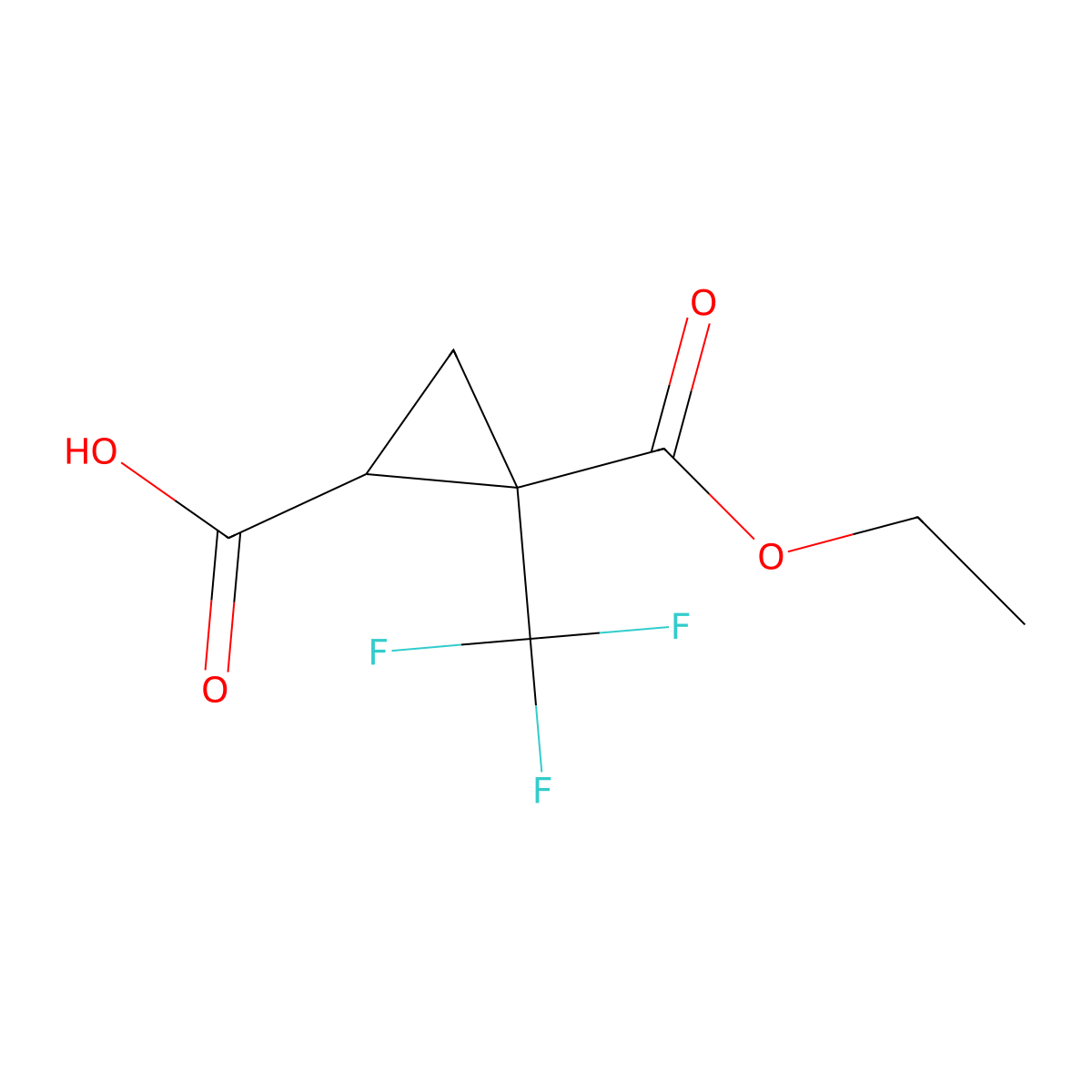 2-Ethoxycarbonyl-2-(trifluoromethyl)cyclopropanecarboxylic acid molecular structure, CAS 2250242-02-3