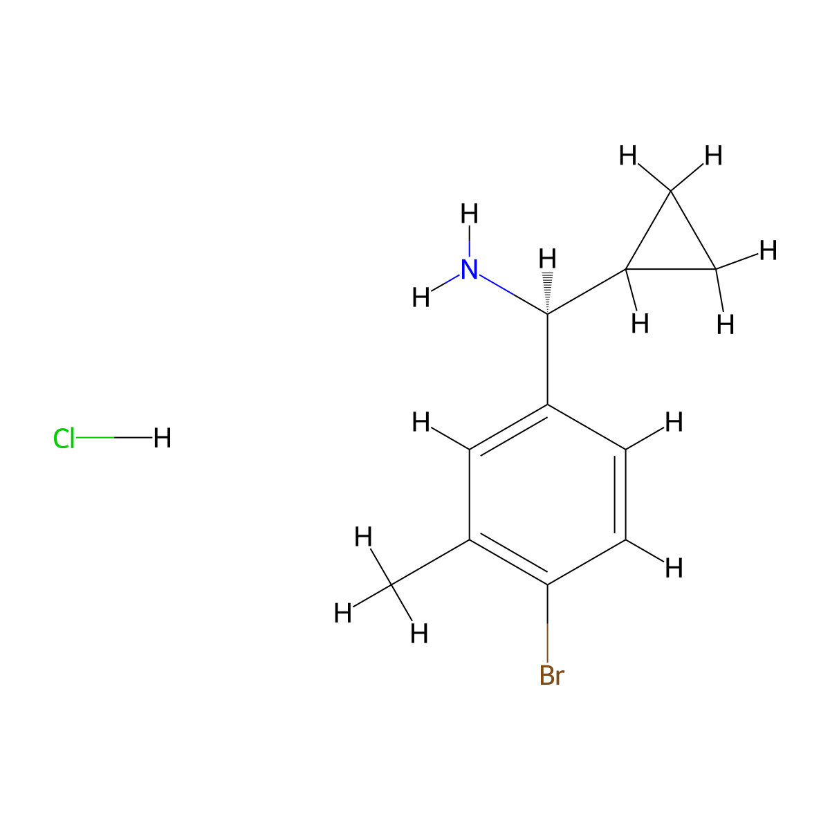 (S)-(4-Bromo-3-methylphenyl)(cyclopropyl)methanamine hydrochloride molecular structure, CAS 2250242-03-4