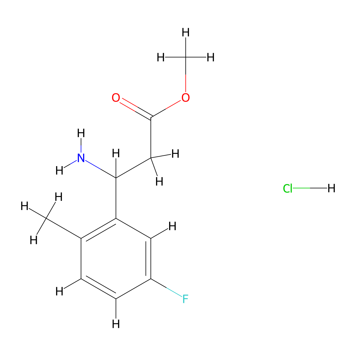 Methyl 3-amino-3-(5-fluoro-2-methylphenyl)propanoate hcl molecular structure, CAS 2250242-08-9