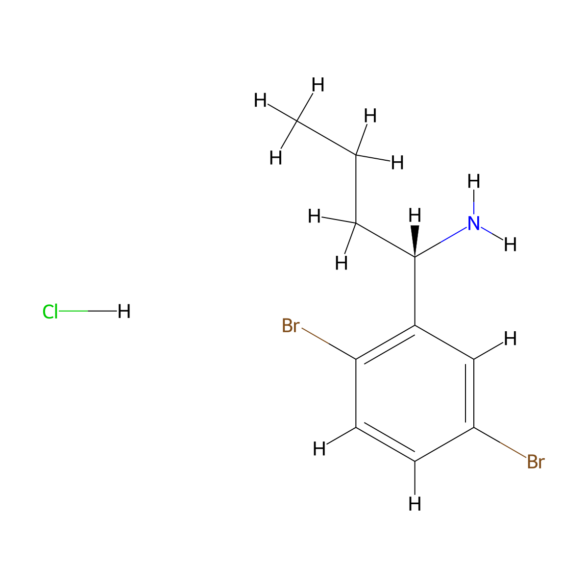 (S)-1-(2,5-Dibromophenyl)butan-1-amine hcl molecular structure, CAS 2250242-09-0