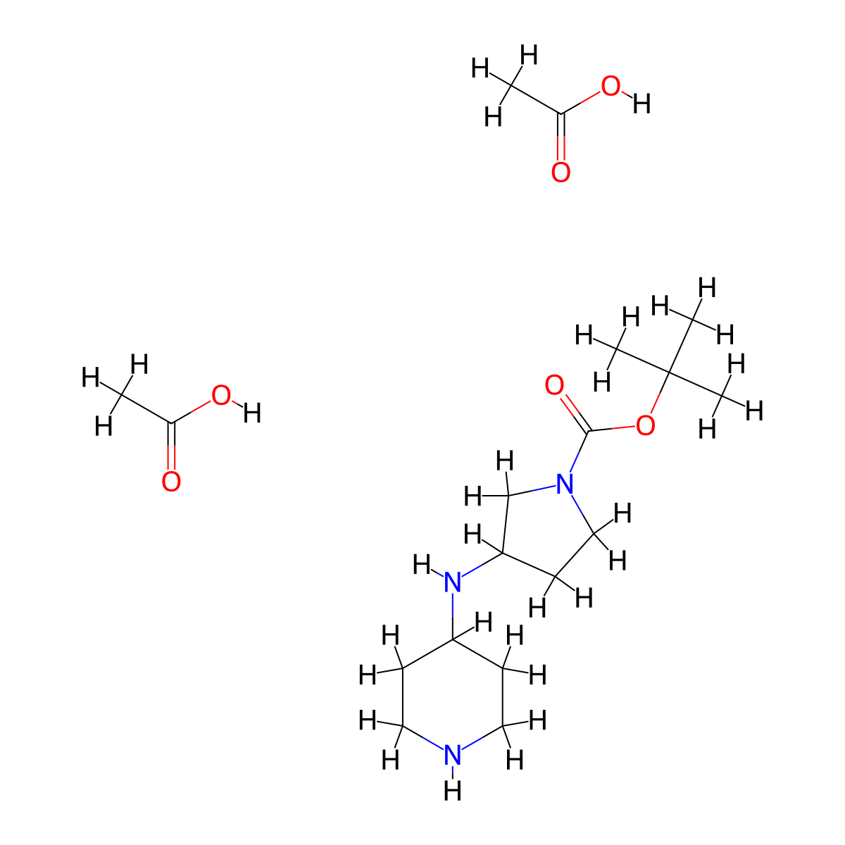 1-Boc-3-(piperidin-4-ylamino) pyrrolidine 2hoac salt molecular structure, CAS 2250242-10-3