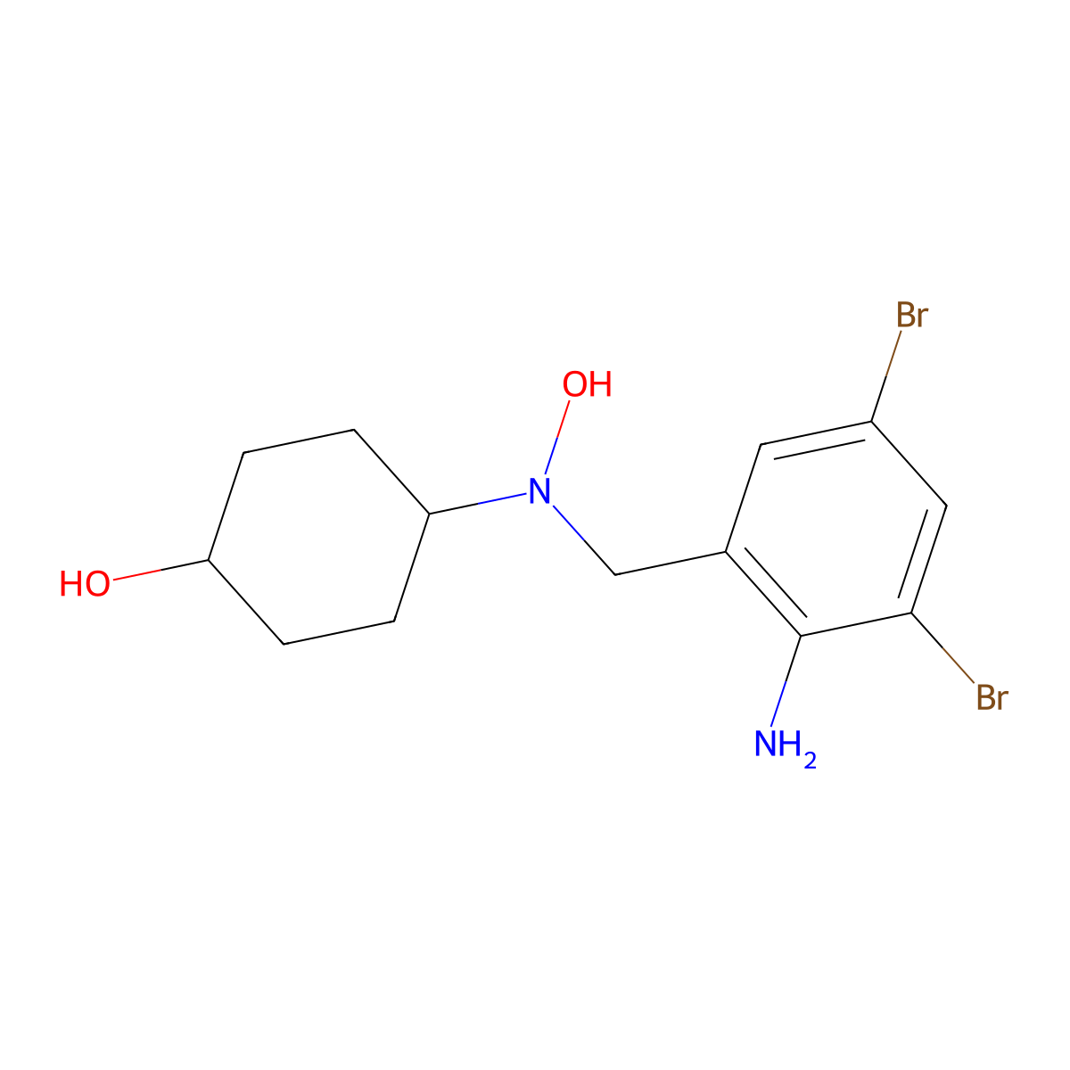 Rel-(1r,4r)-4-((2-amino-3,5-dibromobenzyl)(hydroxy)amino)cyclohexan-1-ol molecular structure, CAS 2250242-11-4
