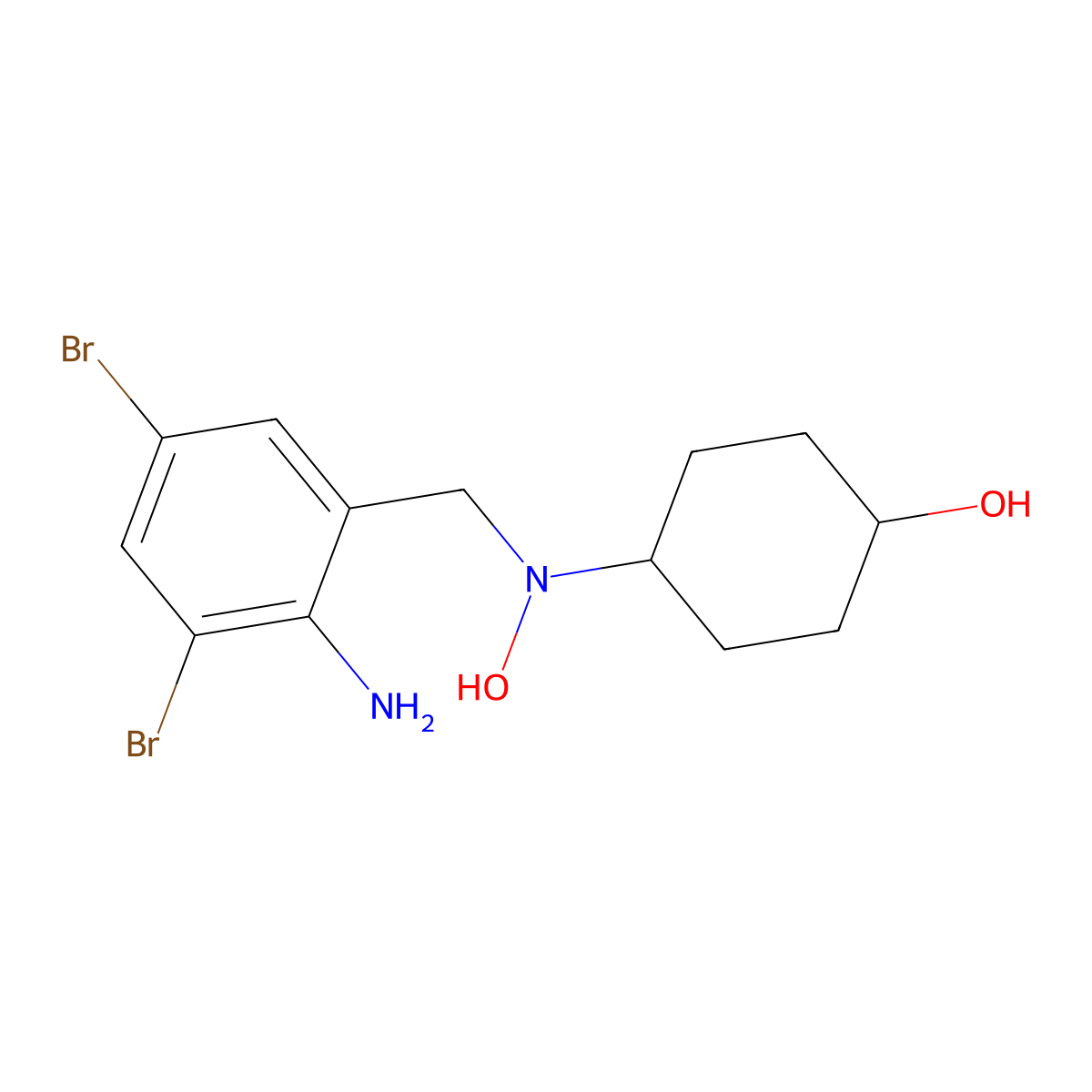 Rel-(1r,4r)-4-((2-amino-3,5-dibromobenzyl)(hydroxy)amino)cyclohexan-1-ol molecular structure, CAS 2250242-11-4
