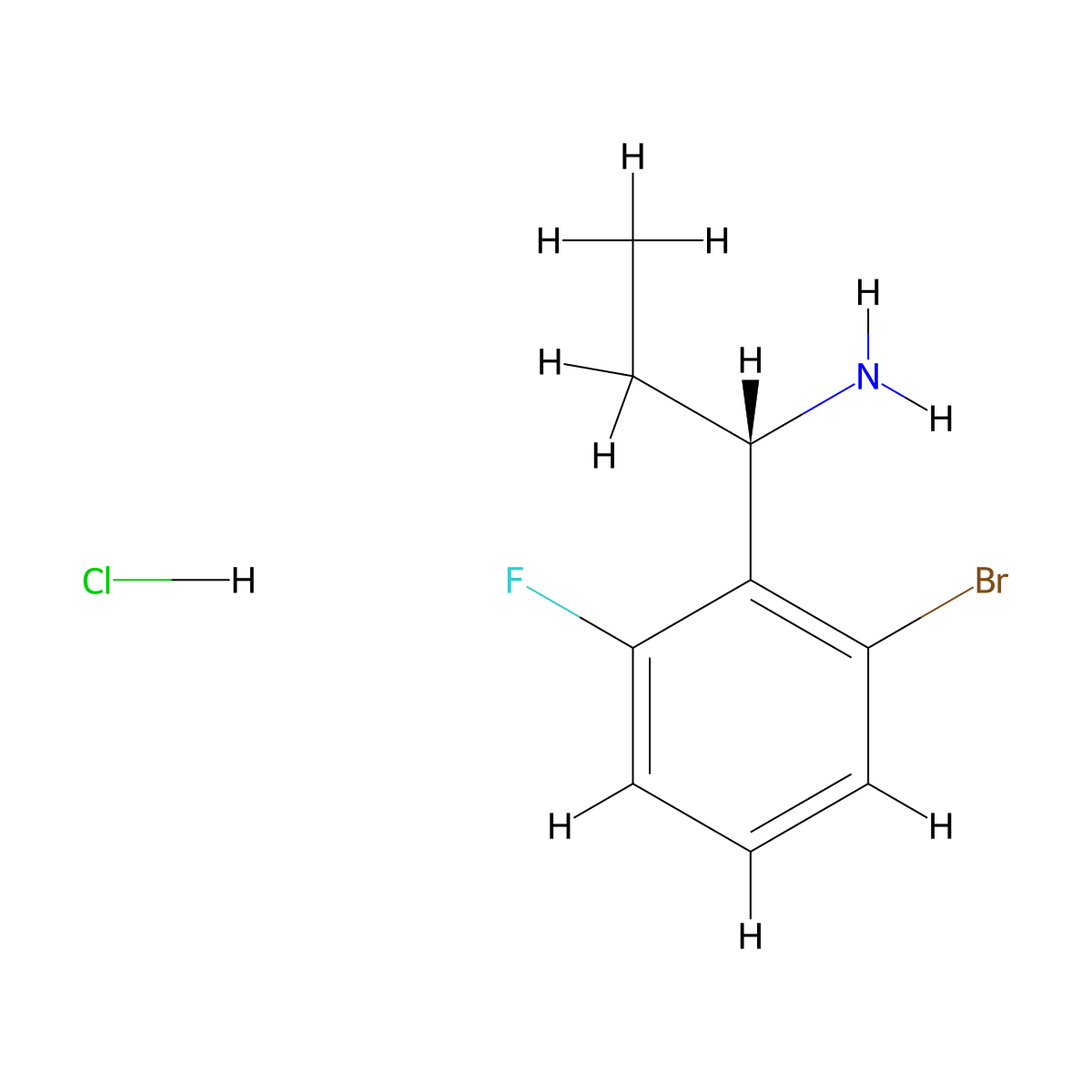(R)-1-(2-Bromo-6-fluorophenyl)propan-1-amine hcl molecular structure, CAS 2250242-18-1