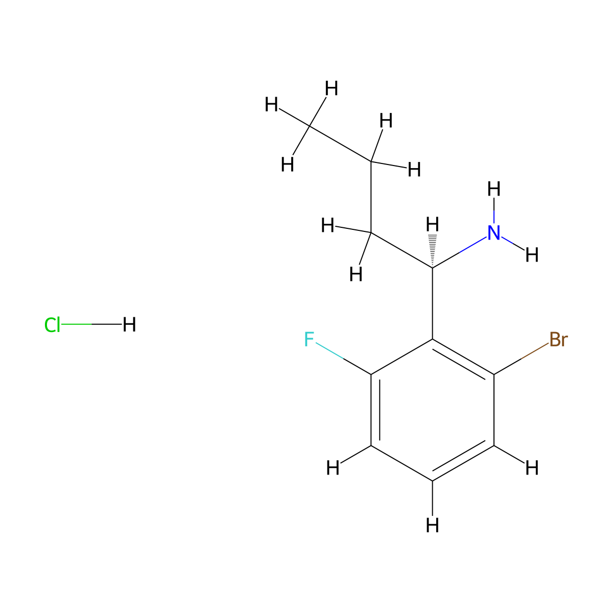 (R)-1-(2-Bromo-6-fluorophenyl)butan-1-amine hcl molecular structure, CAS 2250242-20-5