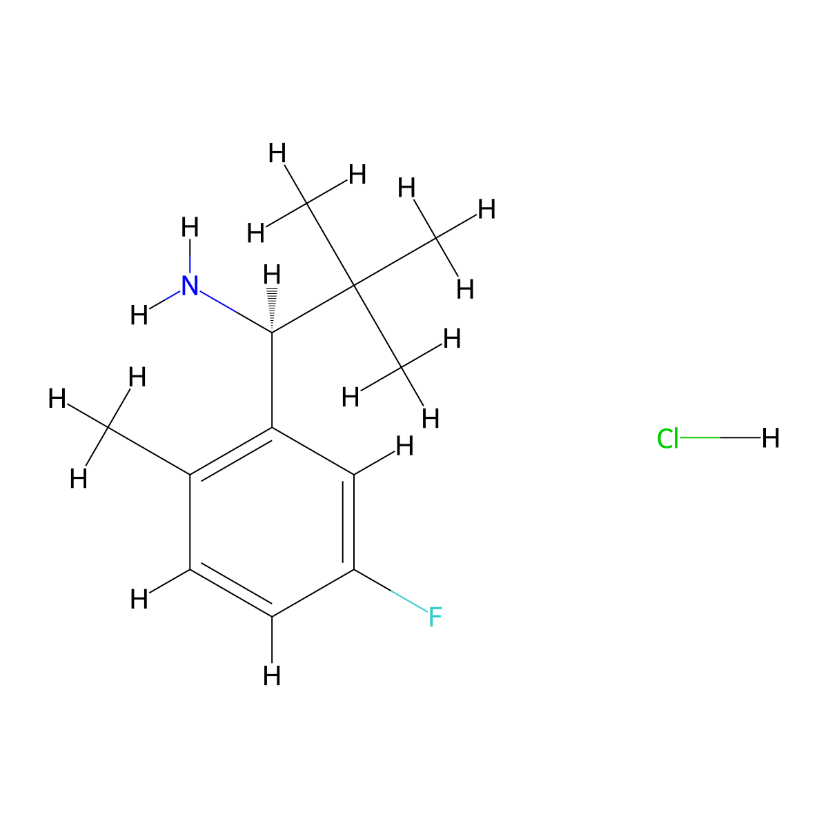 (S)-1-(5-Fluoro-2-methylphenyl)-2,2-dimethylpropan-1-amine hcl molecular structure, CAS 2250242-23-8