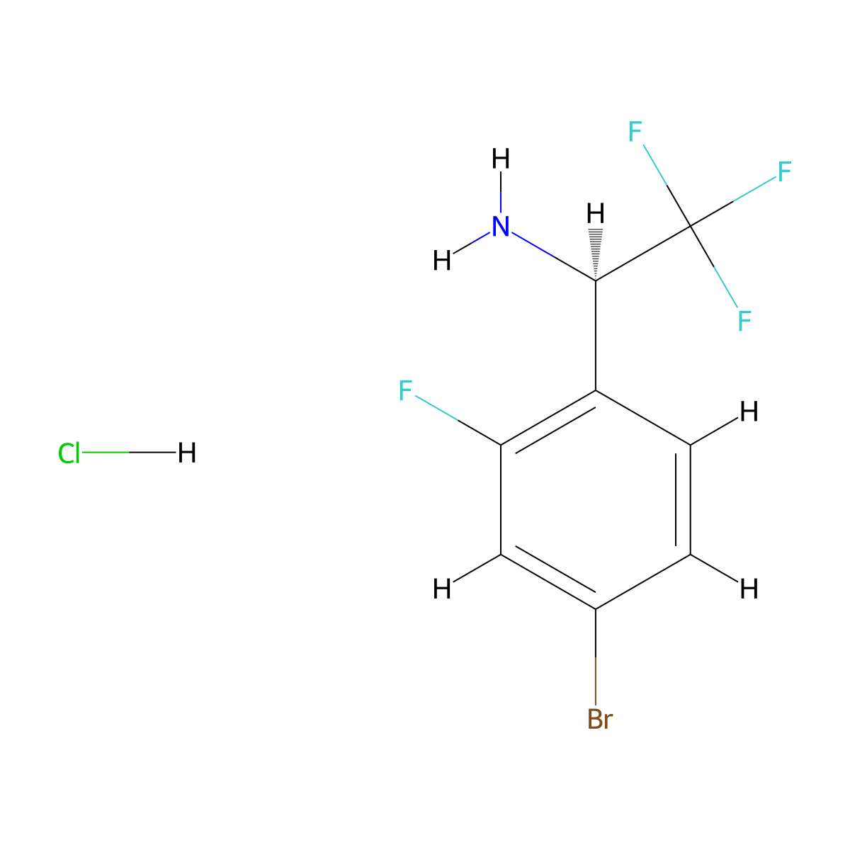 (R)-1-(4-Bromo-2-fluorophenyl)-2,2,2-trifluoroethan-1-amine hcl molecular structure, CAS 2250242-28-3