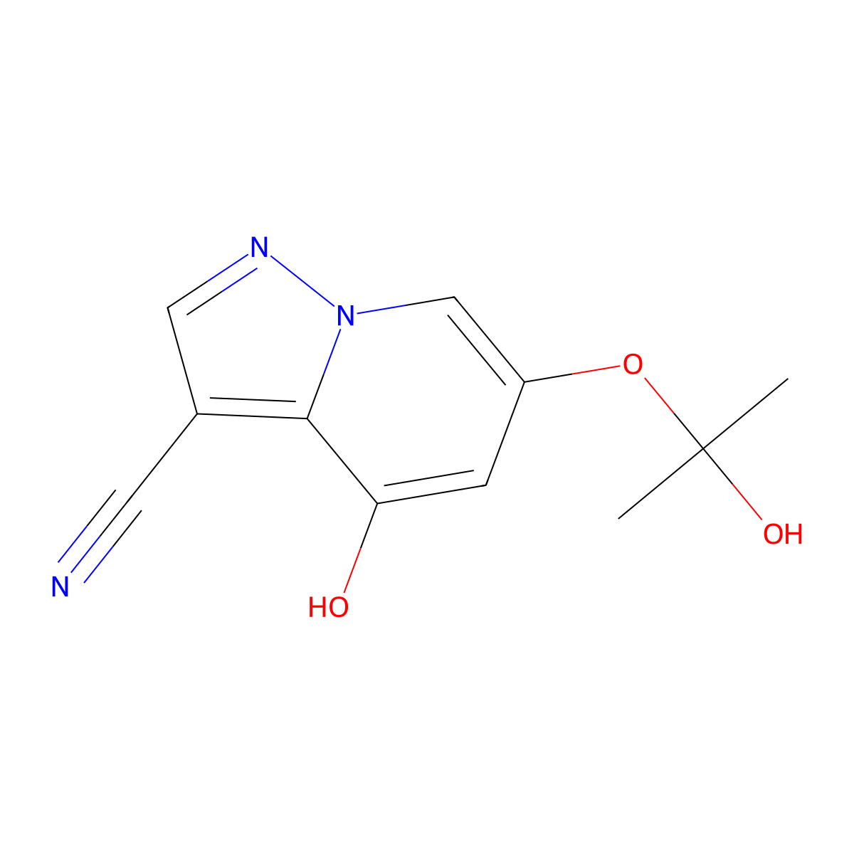 4-Hydroxy-6-(1-hydroxy-1-methyl-ethoxy)pyrazolo[1,5-A]pyridine-3-carbonitrile molecular structure, CAS 2250242-29-4