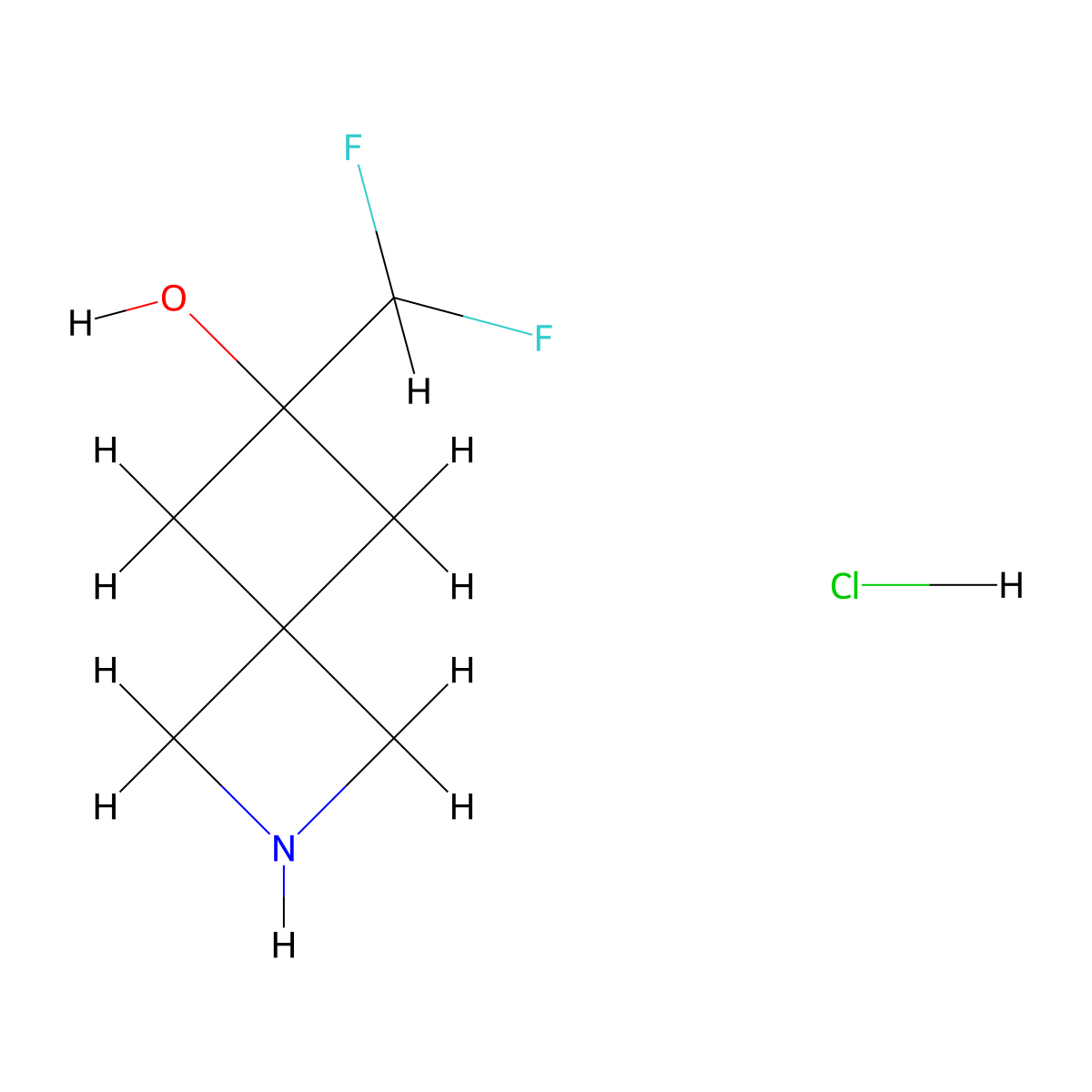 6-(Difluoromethyl)-2-azaspiro[3.3]heptan-6-ol hydrochloride molecular structure, CAS 2250242-34-1