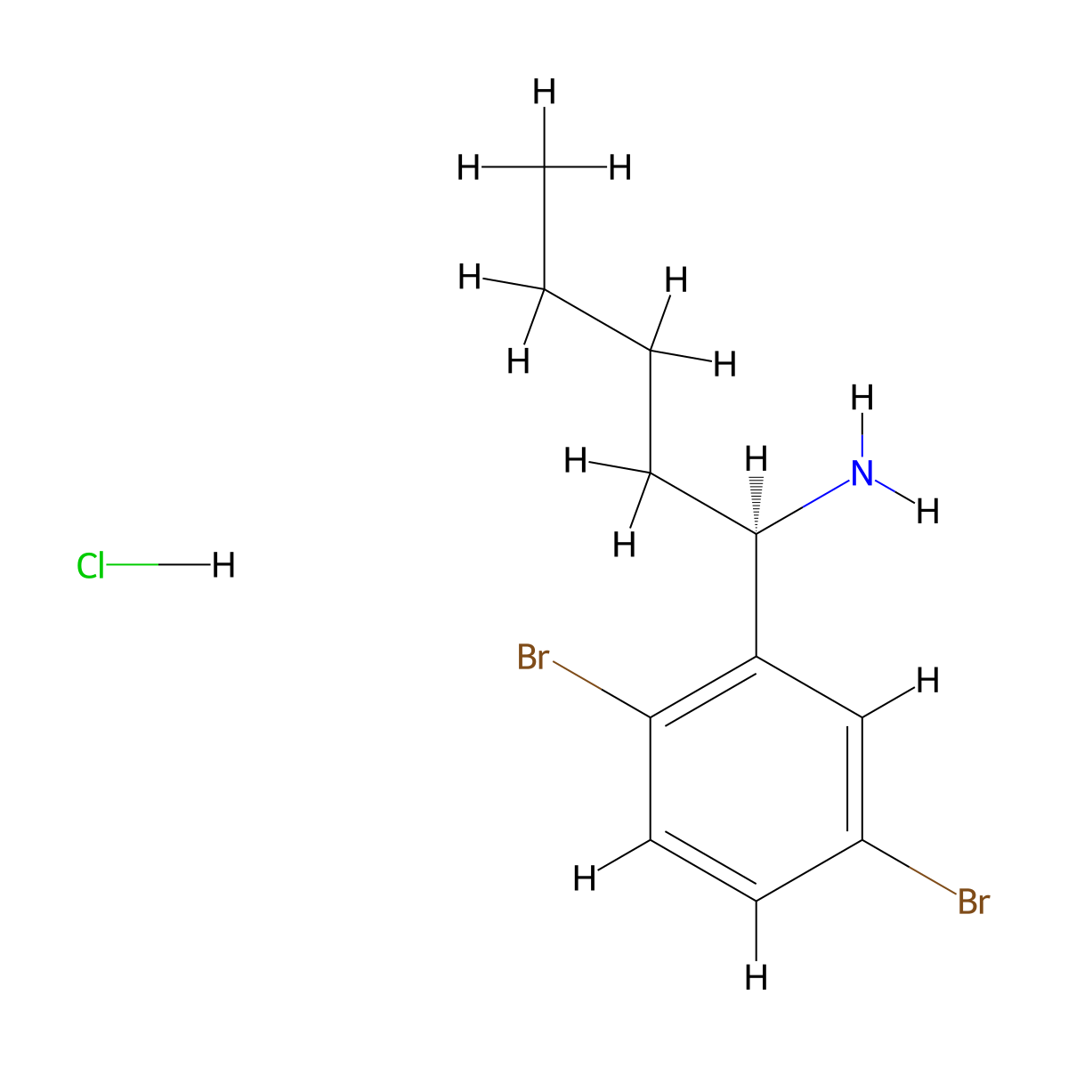 (R)-1-(2,5-Dibromophenyl)pentan-1-amine hcl molecular structure, CAS 2250242-35-2