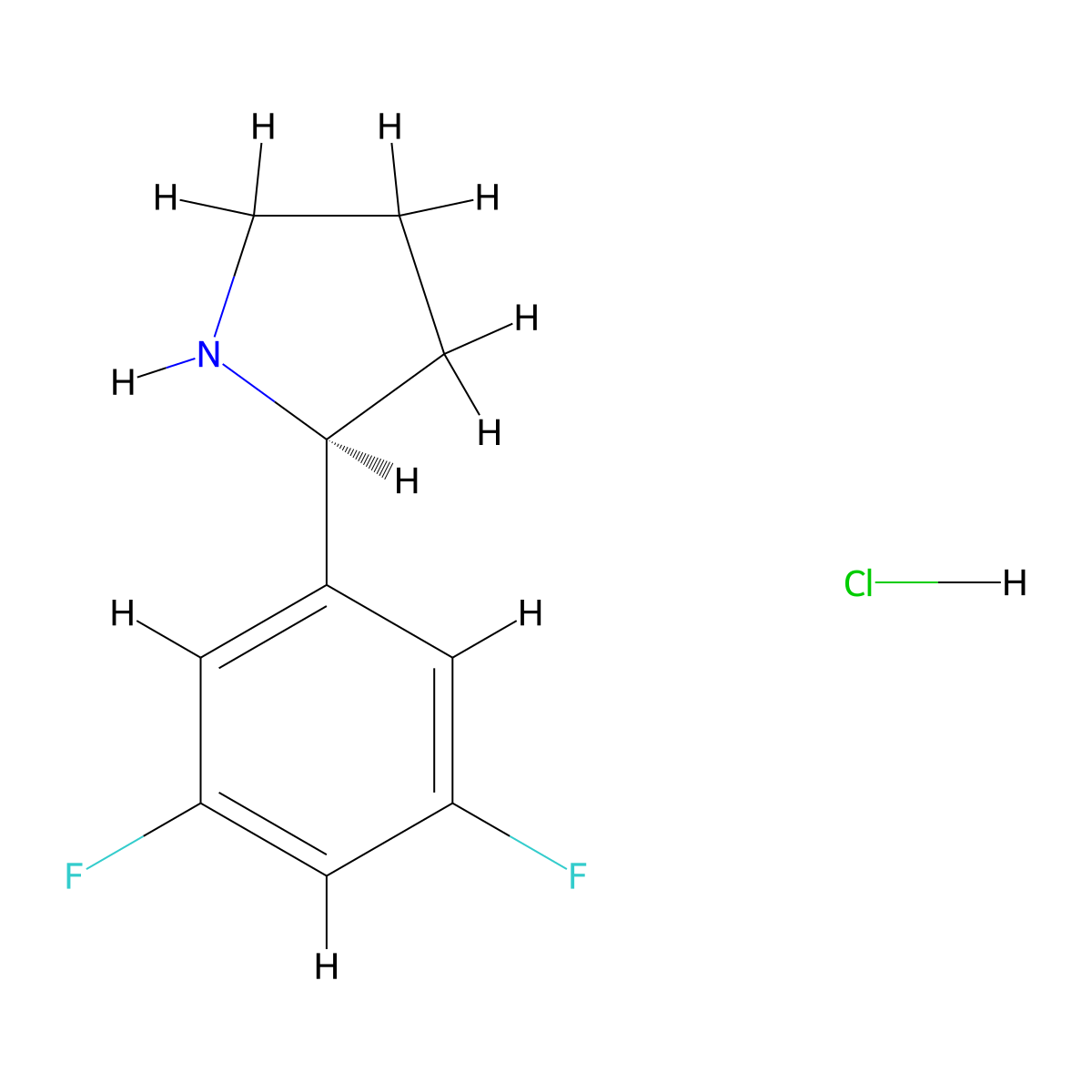 (S)-2-(3,5-Difluorophenyl)pyrrolidine hydrochloride molecular structure, CAS 2250242-36-3