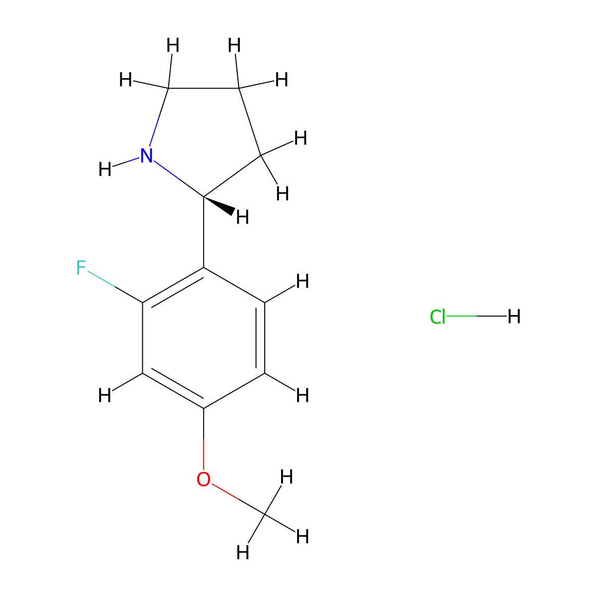 (R)-2-(2-Fluoro-4-methoxyphenyl)pyrrolidine hcl molecular structure, CAS 2250242-38-5