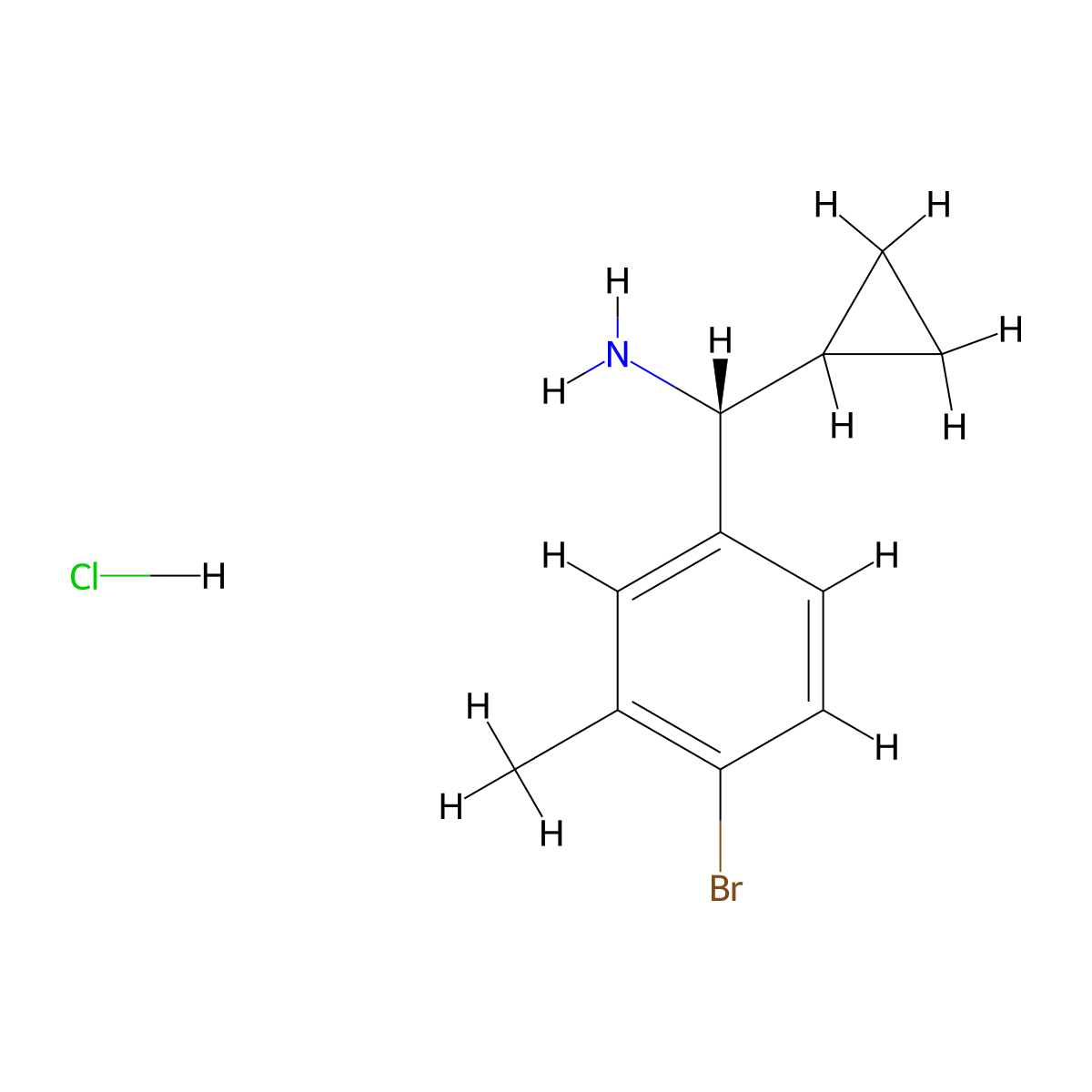 (R)-(4-Bromo-3-methylphenyl)(cyclopropyl)methanamine hcl molecular structure, CAS 2250242-41-0