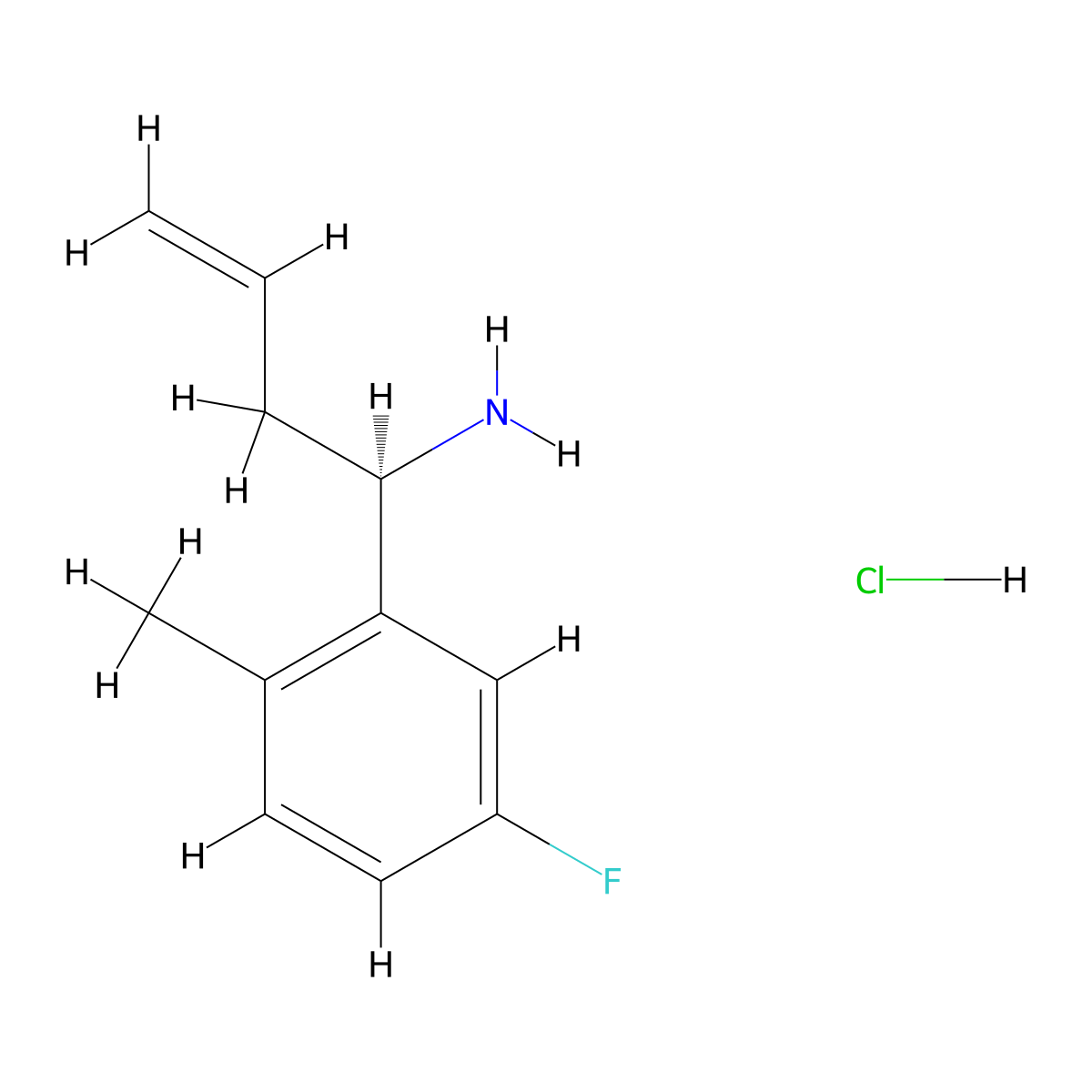 (R)-1-(5-Fluoro-2-methylphenyl)but-3-EN-1-amine hcl molecular structure, CAS 2250242-43-2