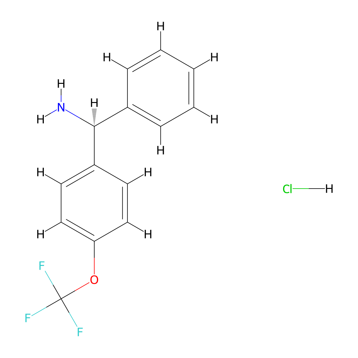(S)-Phenyl(4-(trifluoromethoxy)phenyl)methanamine hcl molecular structure, CAS 2250242-58-9