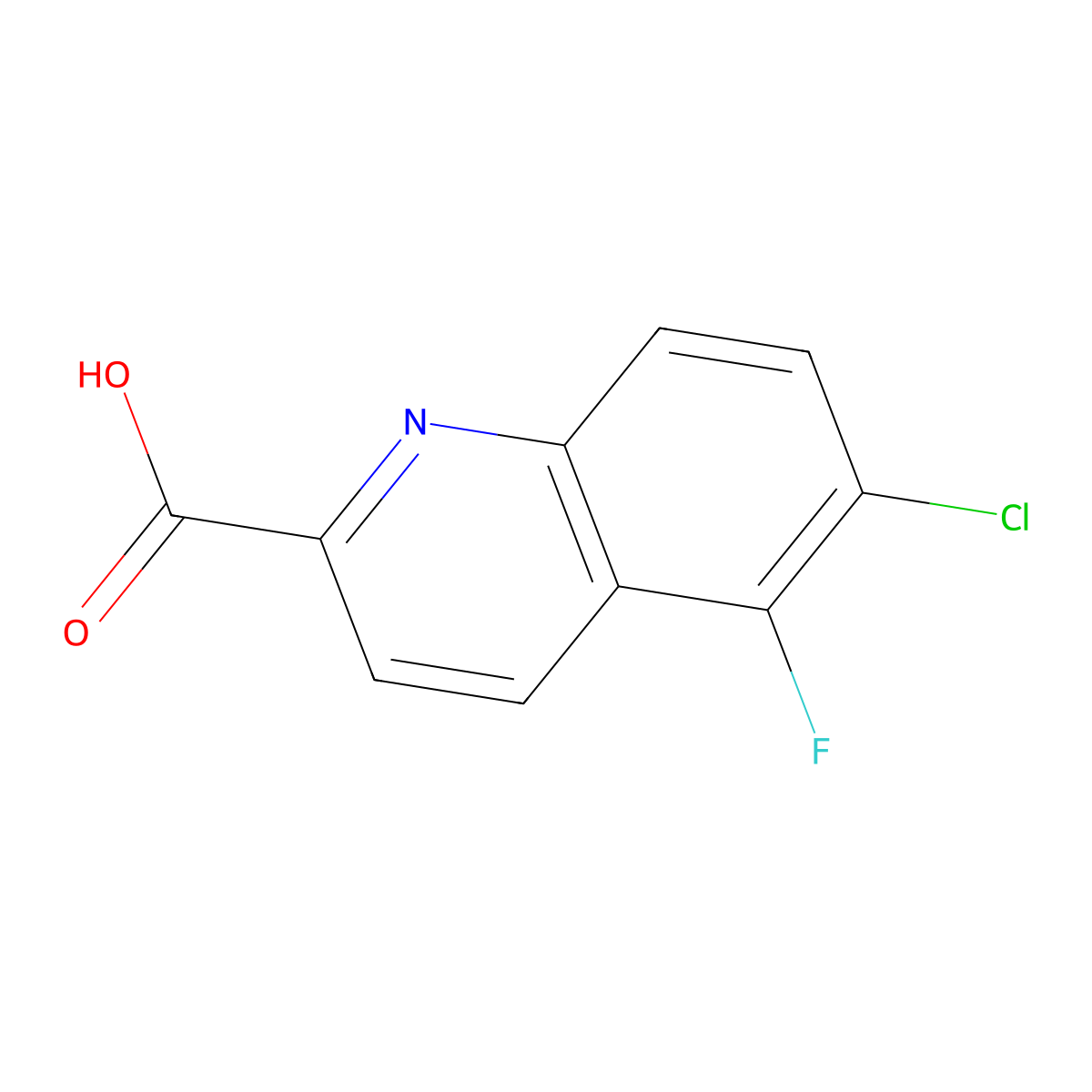 6-Chloro-5-fluoro-quinoline-2-carboxylic acid molecular structure, CAS 2250242-64-7