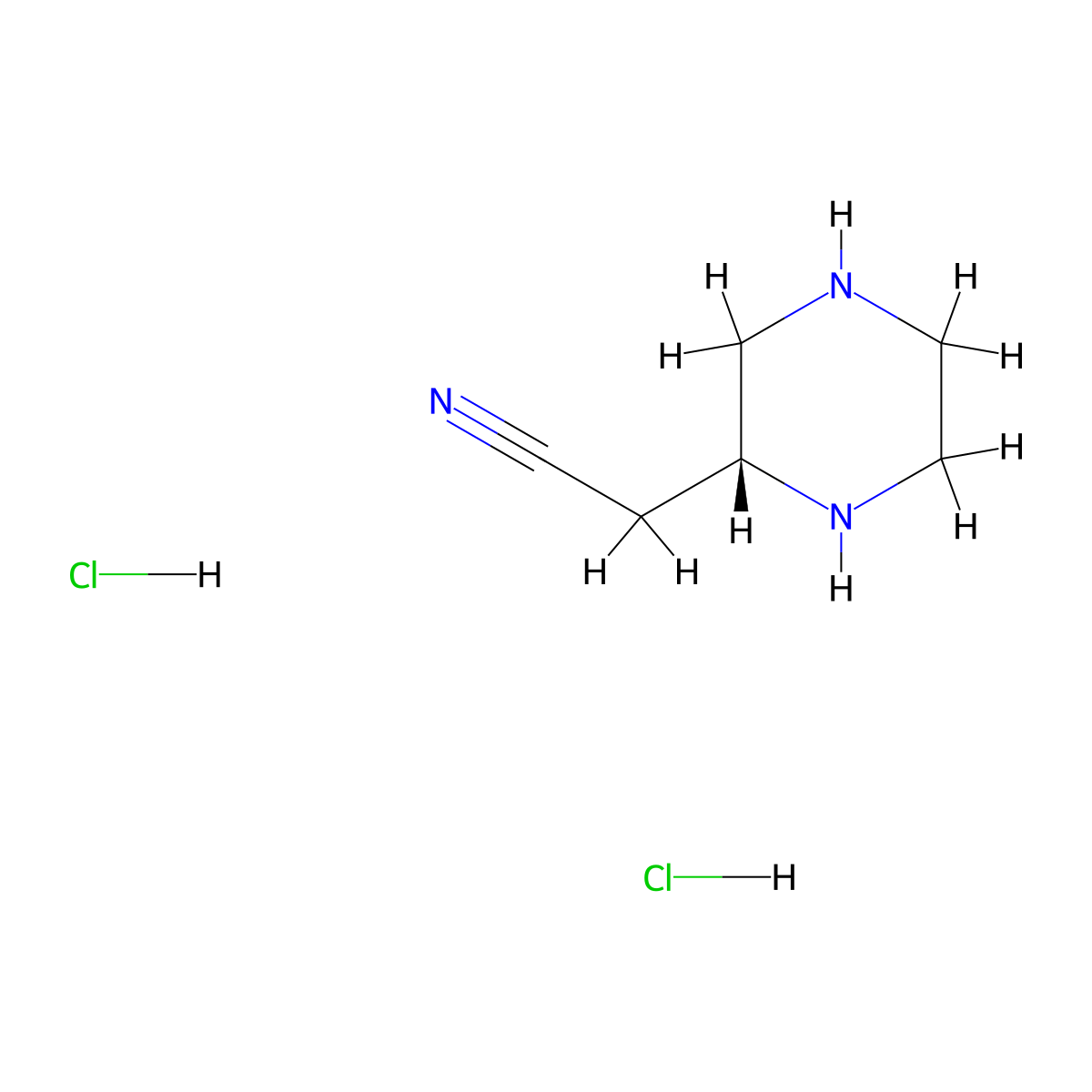 2-[(2R)-piperazin-2-yl]acetonitrile dihydrochloride molecular structure, CAS 2250242-66-9