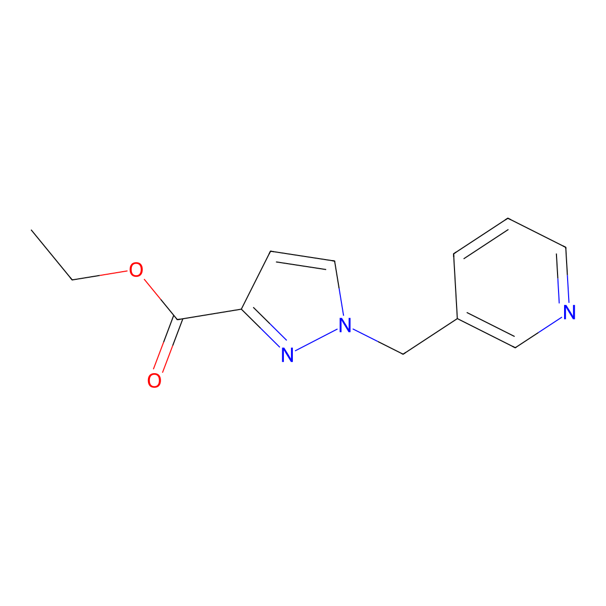 Ethyl 1-(3-pyridylmethyl)pyrazole-3-carboxylate molecular structure, CAS 2250242-67-0