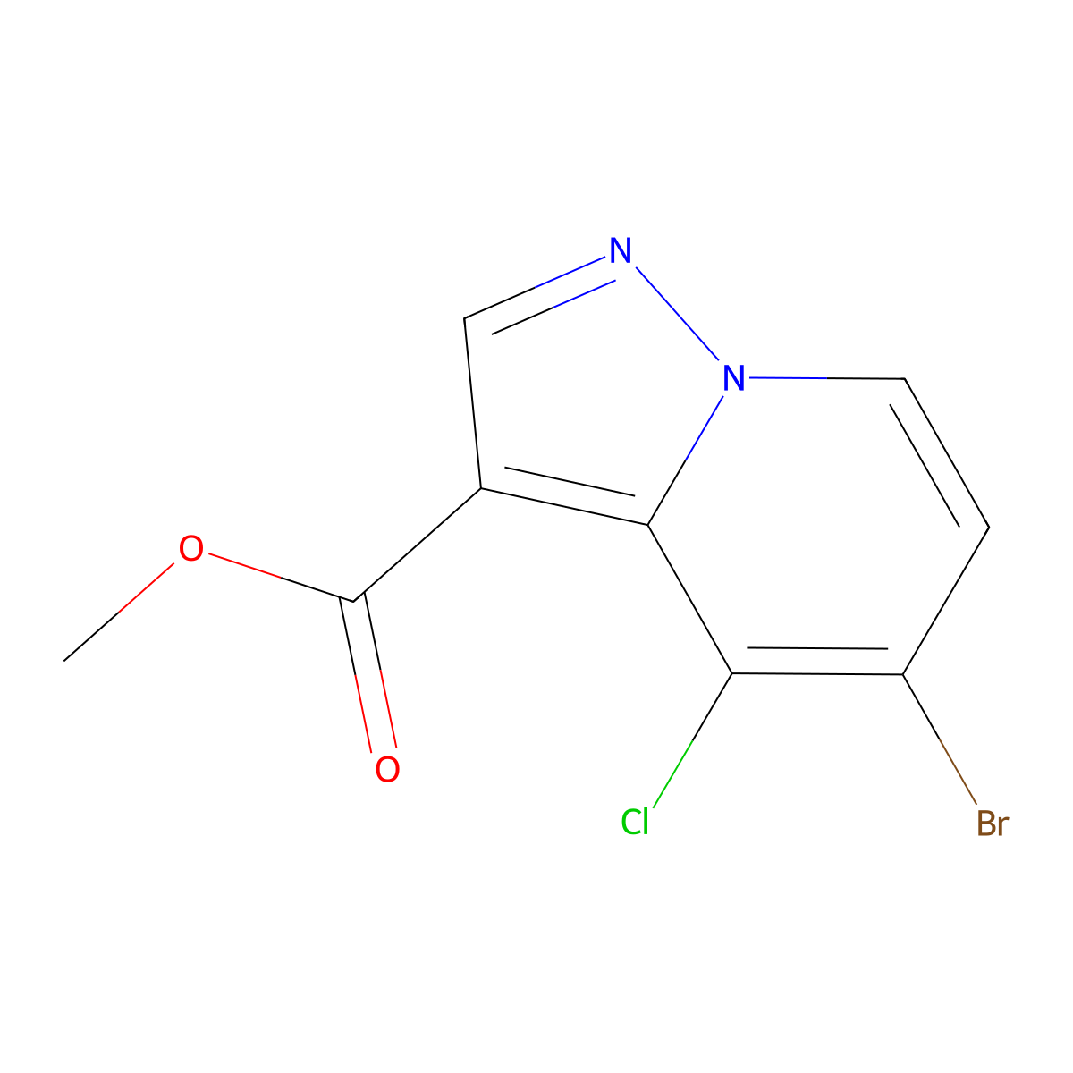 Methyl 5-bromo-4-chloro-pyrazolo[1,5-a]pyridine-3-carboxylate molecular structure, CAS 2250242-68-1
