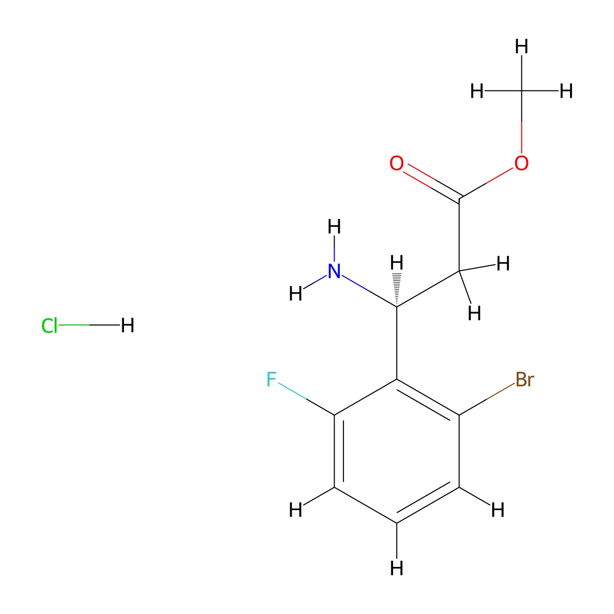 Methyl (S)-3-amino-3-(2-bromo-6-fluorophenyl)propanoate hcl molecular structure, CAS 2250242-69-2