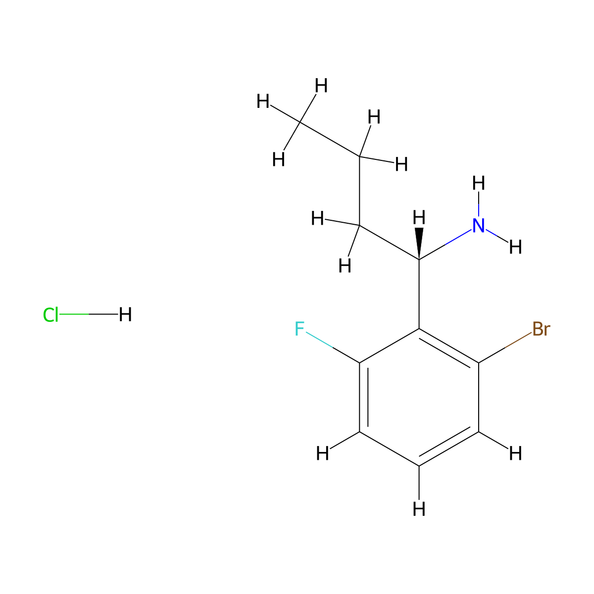 (S)-1-(2-Bromo-6-fluorophenyl)butan-1-amine hcl molecular structure, CAS 2250242-75-0