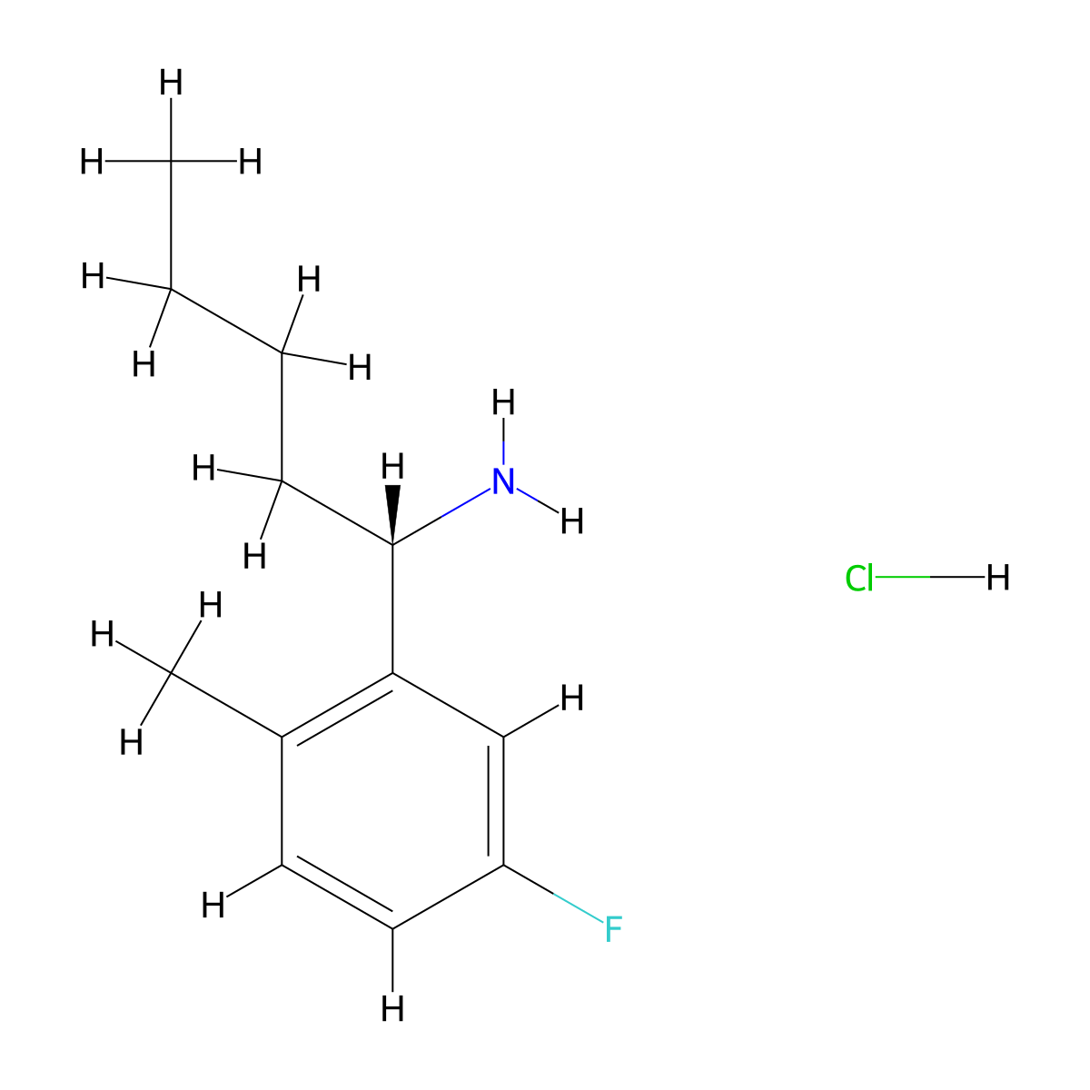 (S)-1-(5-Fluoro-2-methylphenyl)pentan-1-amine hcl molecular structure, CAS 2250242-76-1